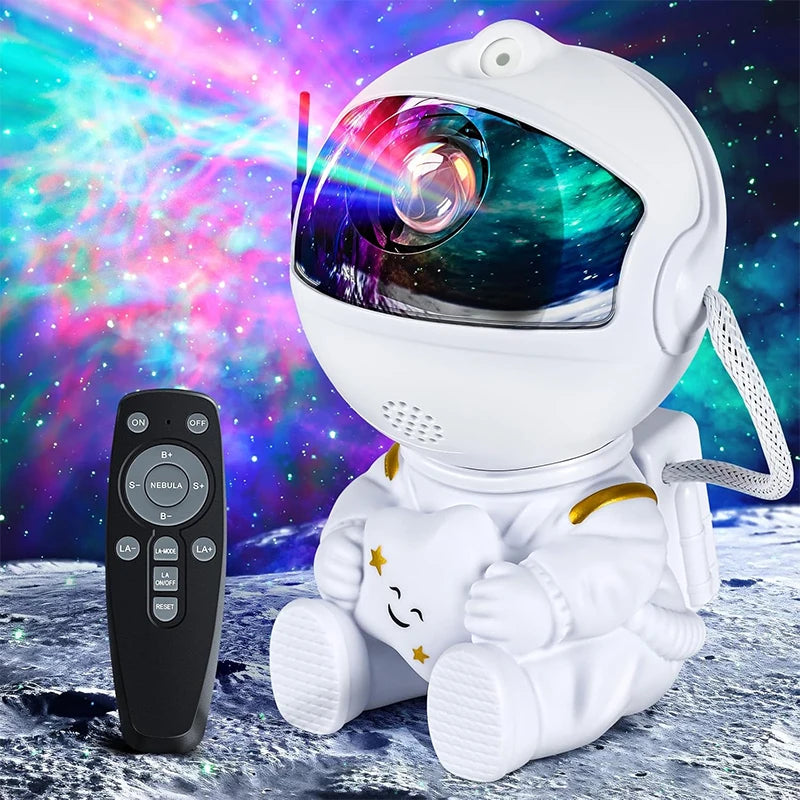 Proyector Astronauta Blanco – Luz de Galaxia LED con Mando a Distancia