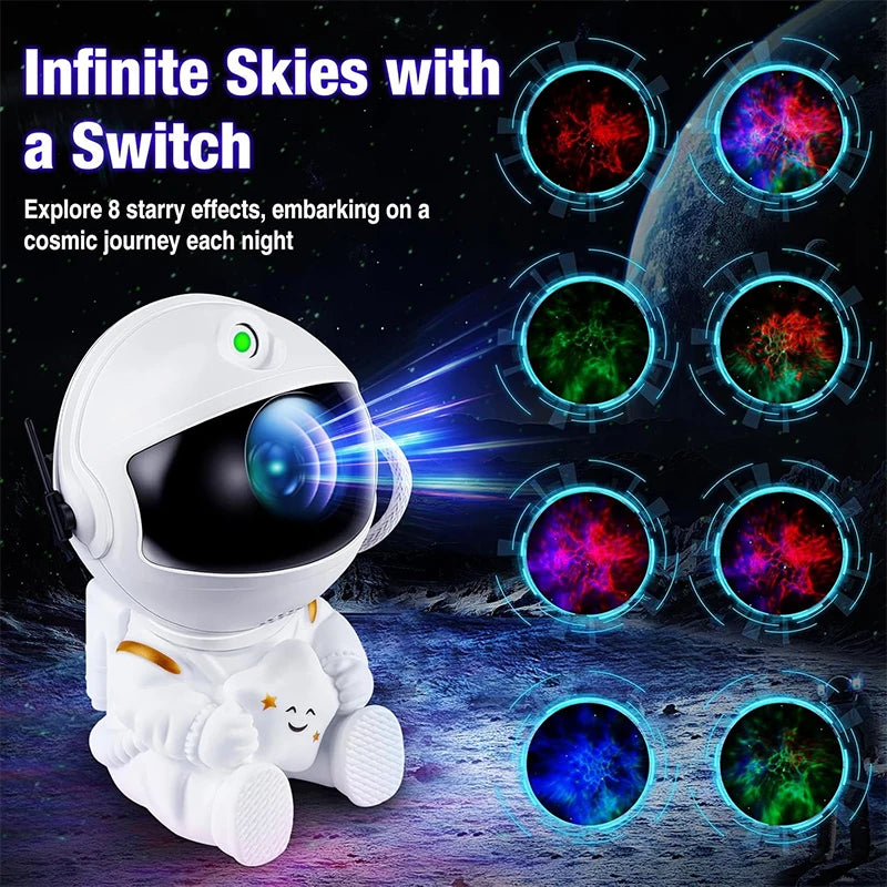 Proyector Astronauta Blanco – Luz de Galaxia LED con Mando a Distancia